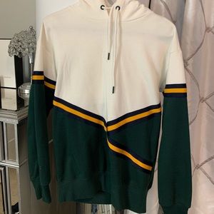 Green, creme, and yellow hoodie